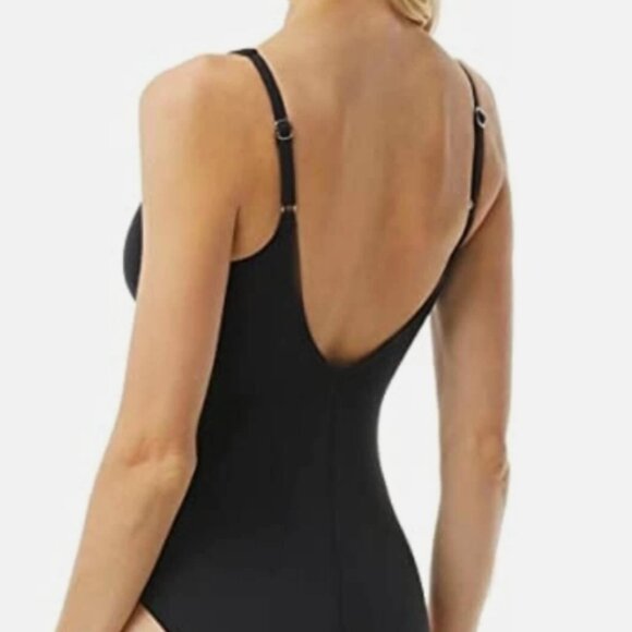 NWT! Michael Kors Black Sash V-Front Iconic One Piece Swimsuit NEW! - Picture 3 of 3
